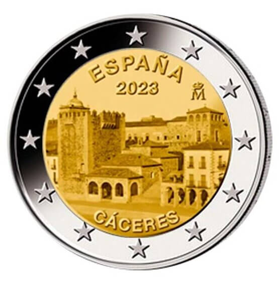 moneda de 2 euros dedicada a Cáceres