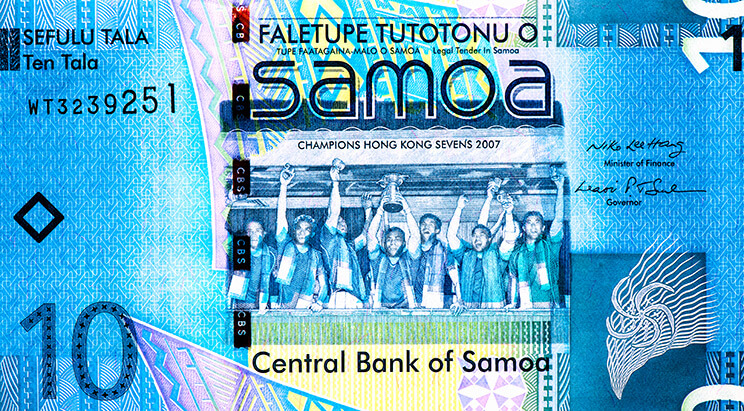 profesiones más comunes en monedas y billetes, Billete de Samoa - 10 Tala