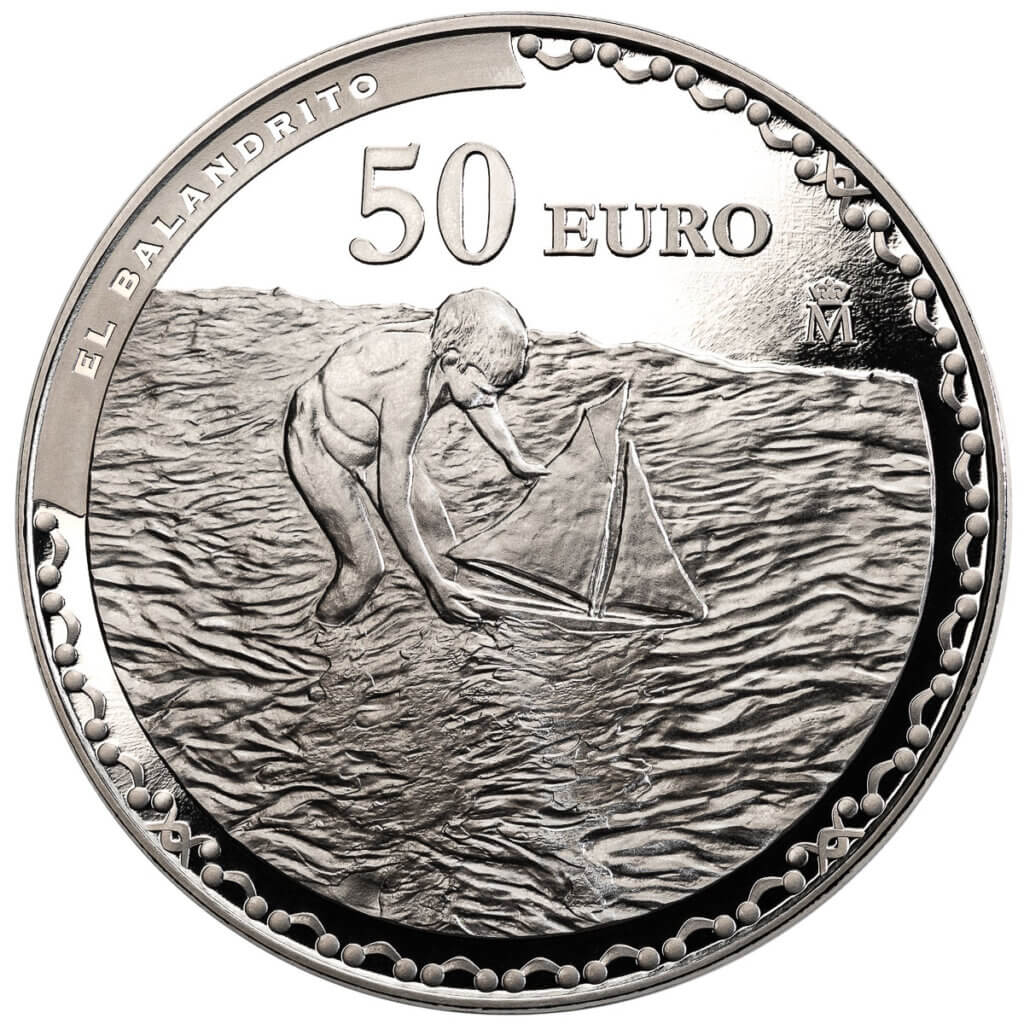 Reverso nueva moneda de moneda 50 euros centenario de Sorolla