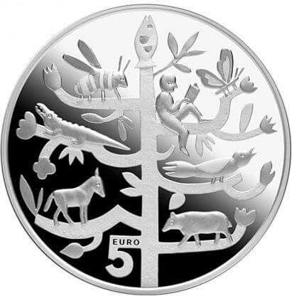 Reverso nueva moneda 5 euros Letonia Imants Ziedonis