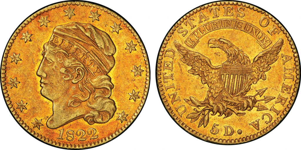 Moneda Half Eagle 1822