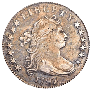Moneda Dime Draped Bust 1797 de 13 estrellas