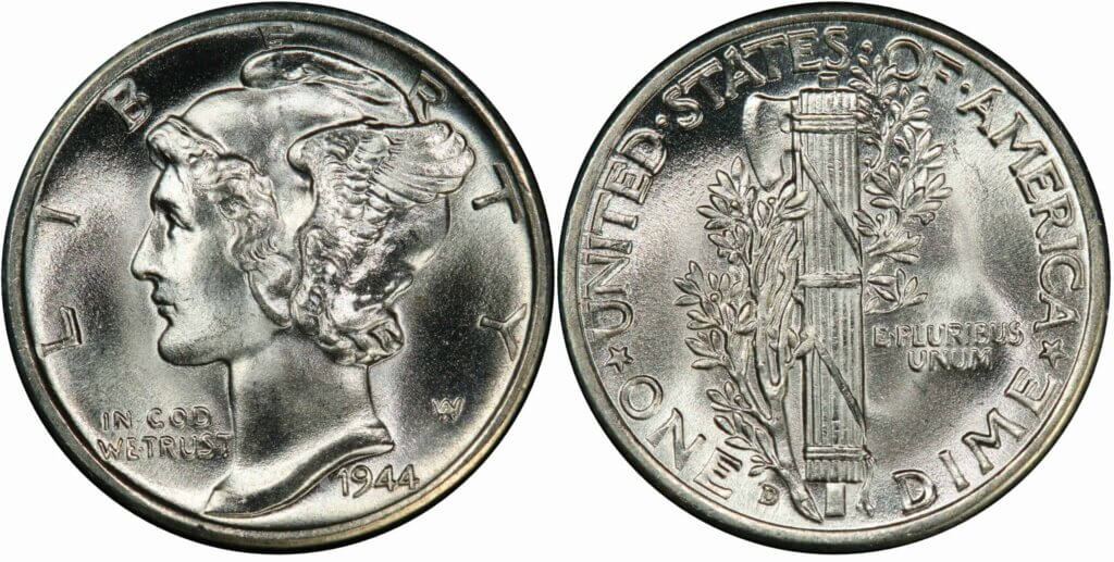 Moneda 1944 Mercury Dime