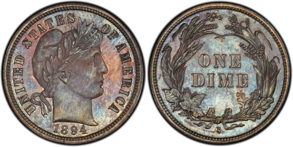Moneda Barber Dime 1894-S