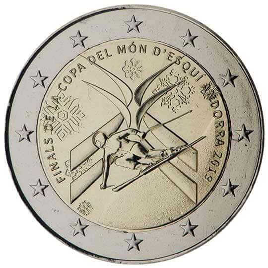 Moneda de 2 euros de Andorra 2019: Copa del Mundo de Esquí Alpino