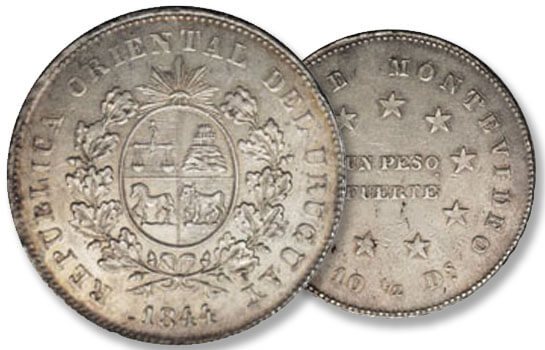 Monedas Uruguayas - Un Peso Fuerte 1844