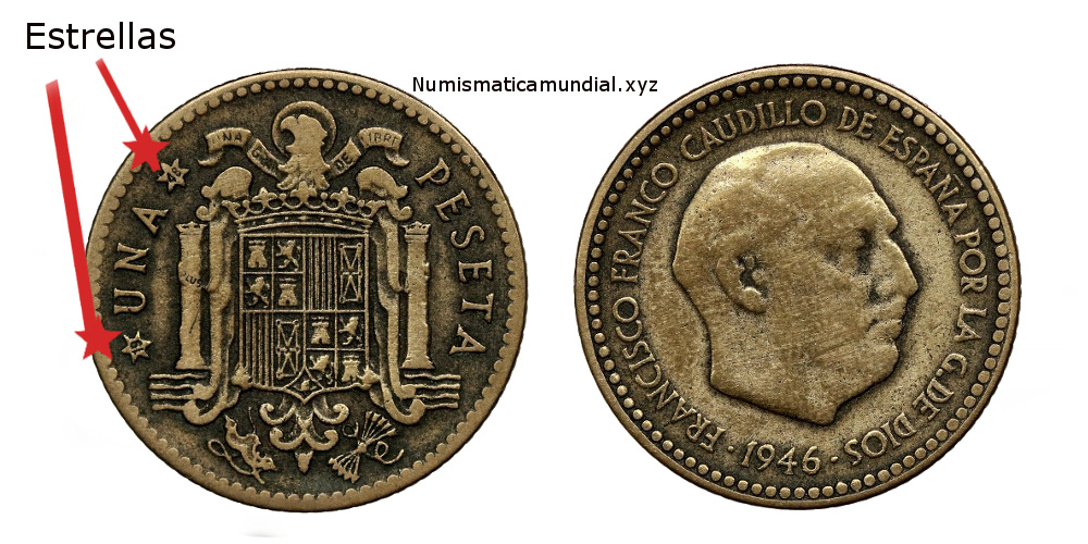 1 peseta 1946 estrella 19 48