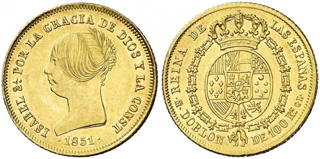 Doblón de oro 100 reales 1864